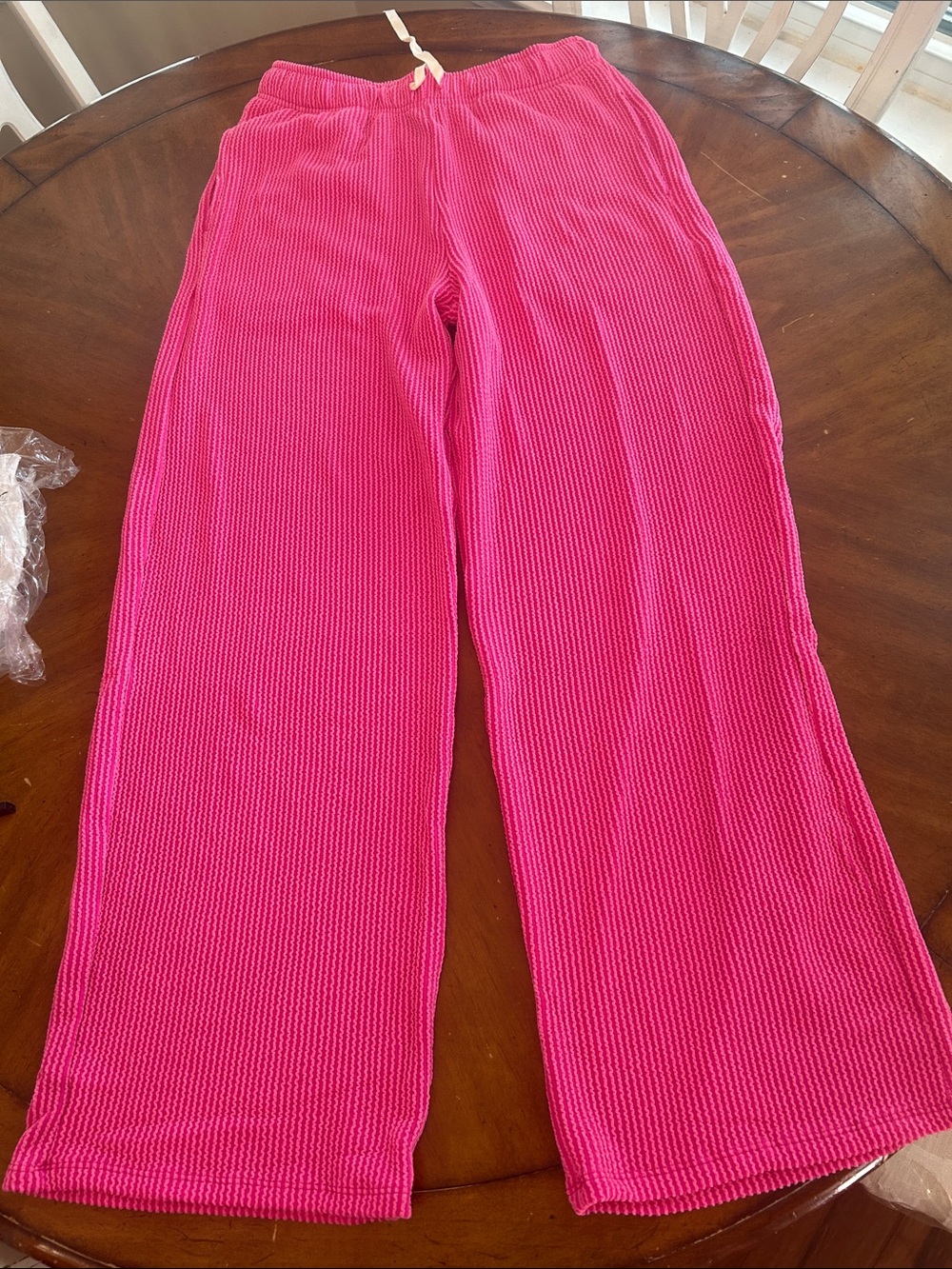 Zenana Outfitters Hot Pink Ribbed Lounge Top & Drawstring Pants Set - Picture 4 of 4